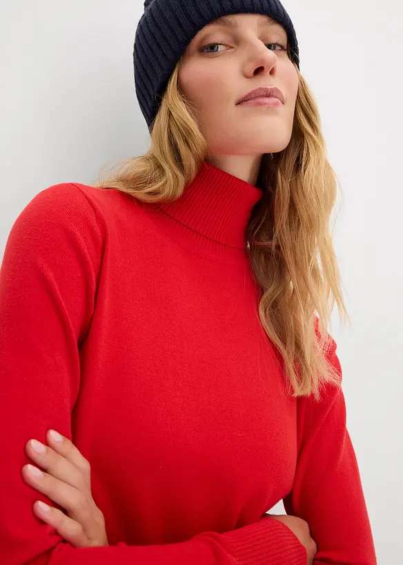 Maglione a collo alto in filato fine, bonprix