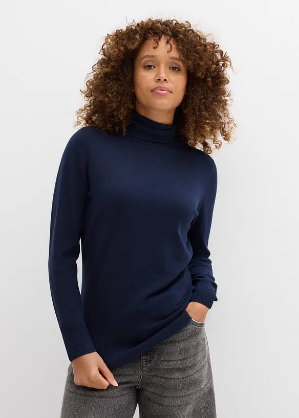 Maglione a collo alto in filato fine, bonprix