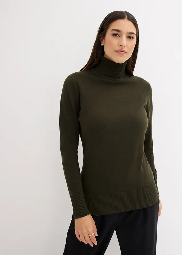 Maglione a collo alto in filato fine, bonprix
