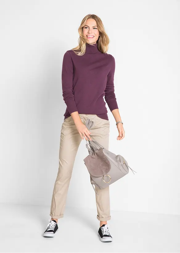 Maglione a collo alto in filato fine, bonprix