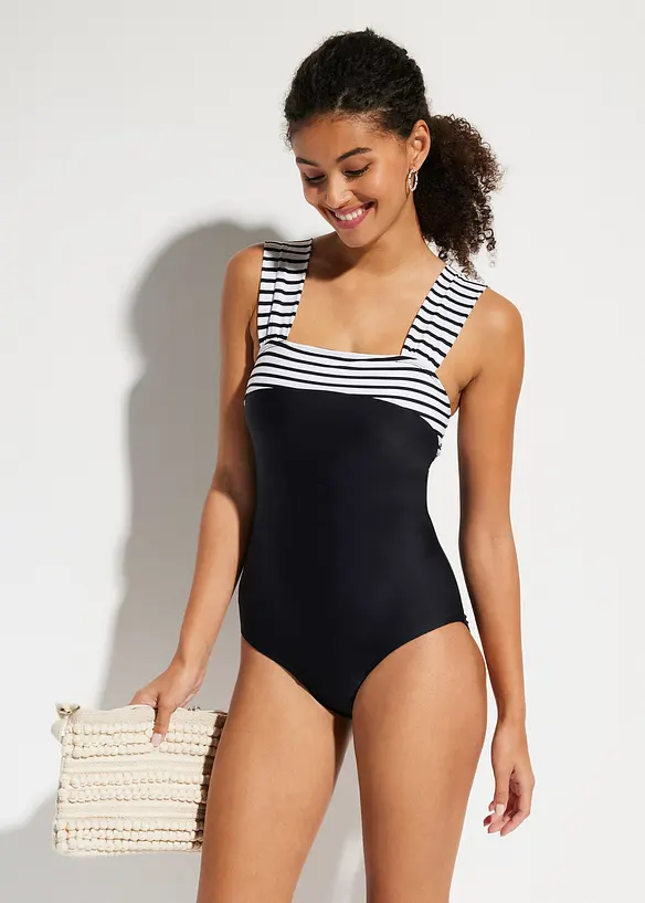 Costume intero con effetto modellante medio e spalline larghe, bonprix