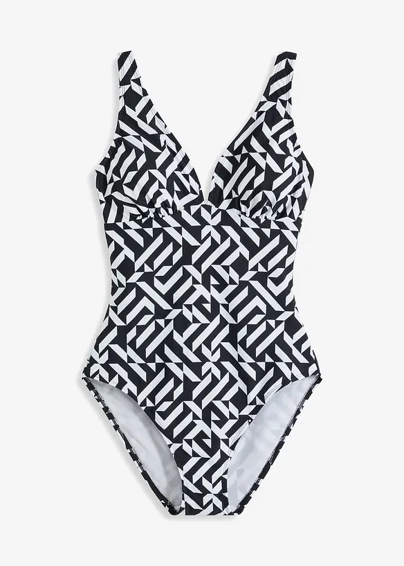 Costume intero con scollatura a V ed effetto modellante leggero, bonprix