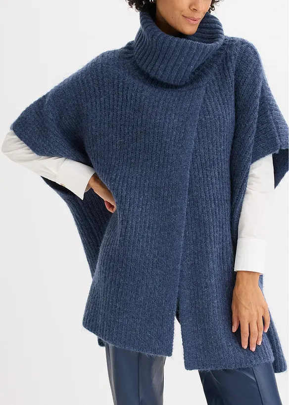 Maglione stile poncho con percentuale di lana, bonprix