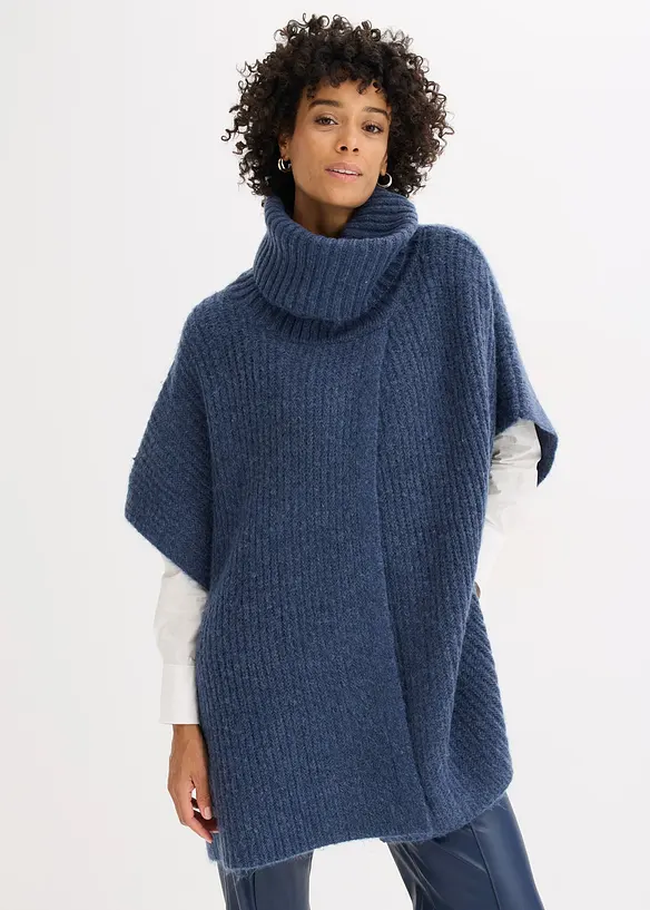 Maglione stile poncho con percentuale di lana, bonprix