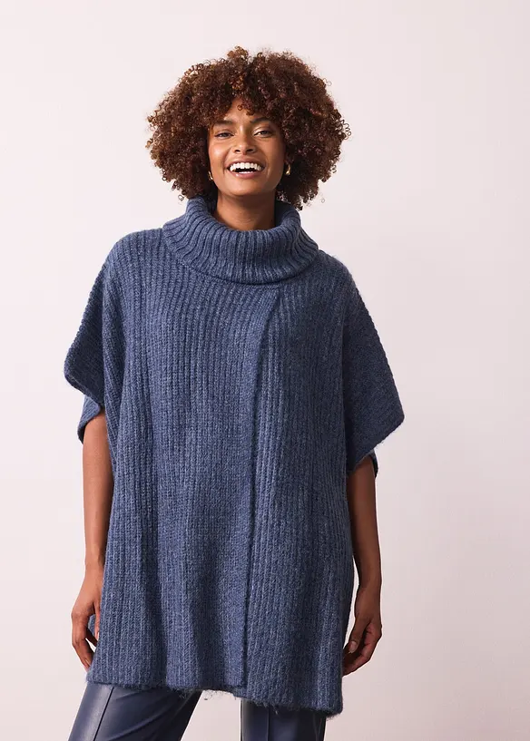 Maglione stile poncho con percentuale di lana, bonprix