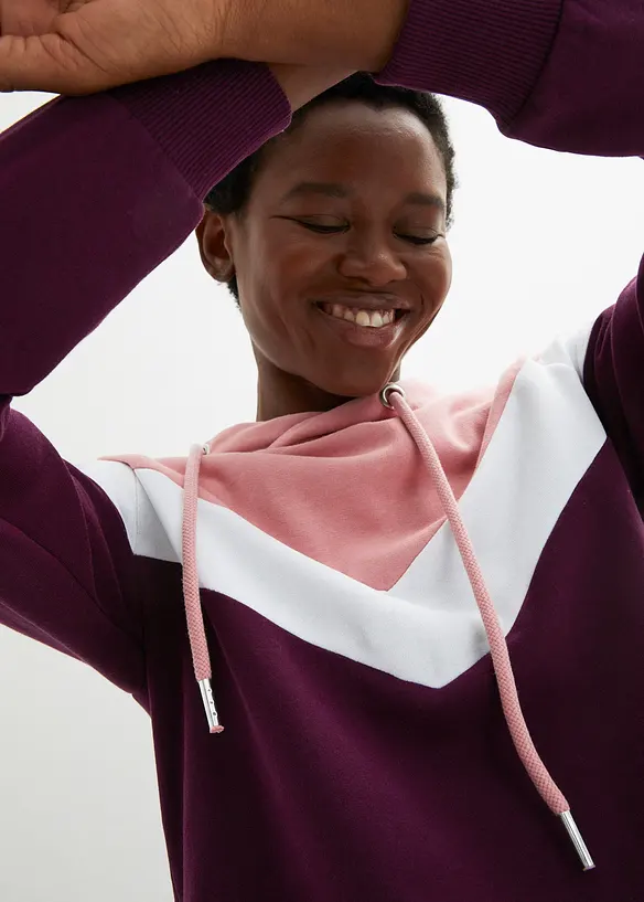 Felpa con cappuccio e collo grande, bonprix