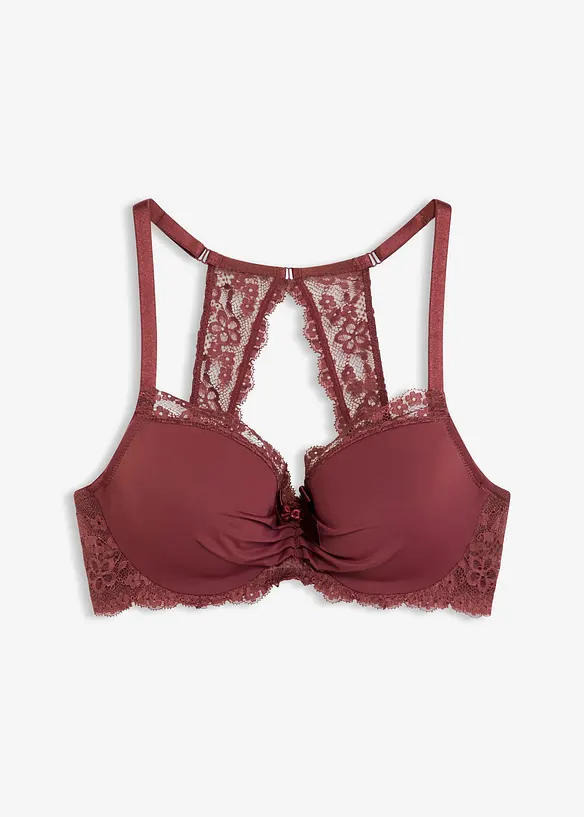Reggiseno in pizzo con coppe preformate, ferretto e schiena a vogatore, bonprix