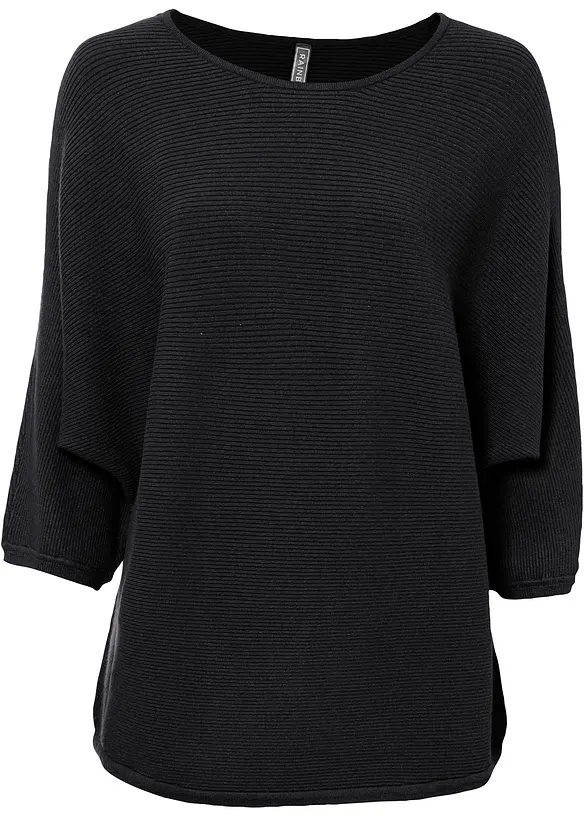 Maglione oversize a costine in misto viscosa, bonprix