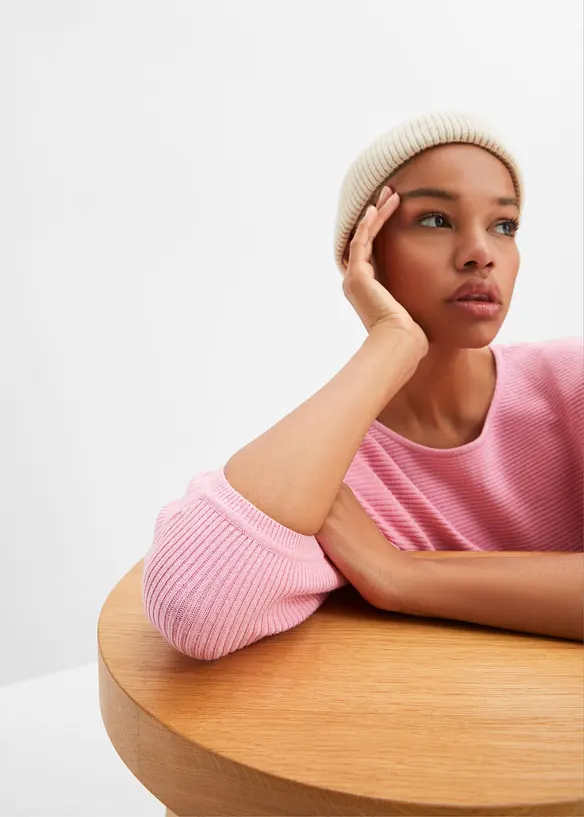 Maglione oversize a costine in misto viscosa, bonprix