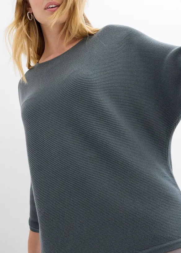 Maglione oversize a costine in misto viscosa, bonprix