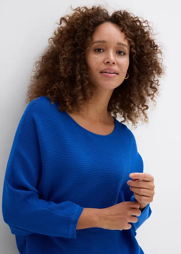 Maglione oversize a costine in misto viscosa, bonprix