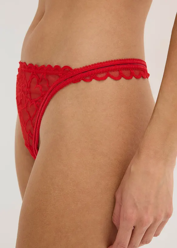 Tanga con pizzo a cuoricini, bonprix