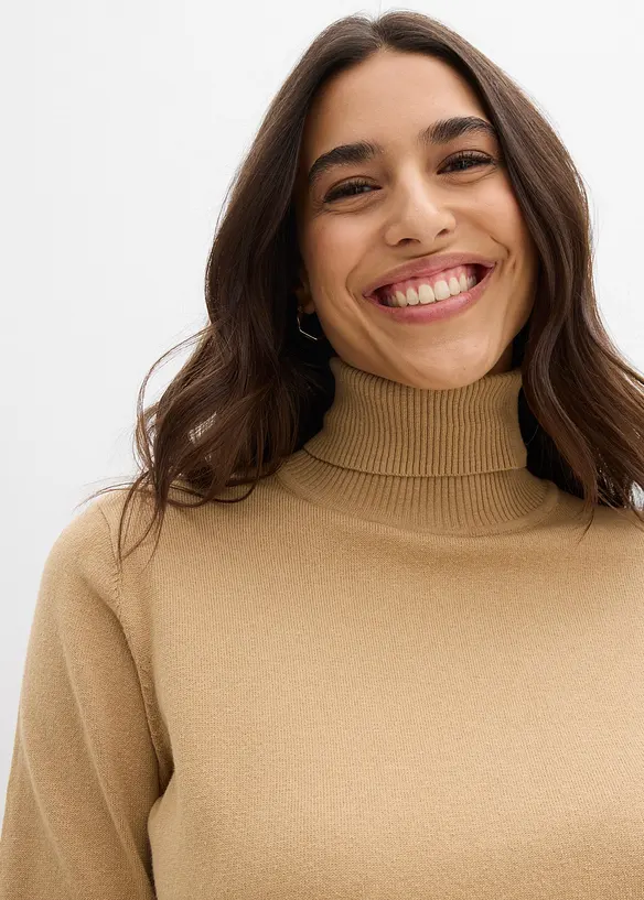 Maglione a collo alto in filato fine, bonprix