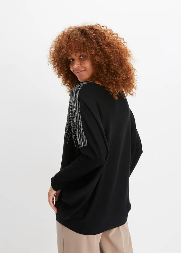 Maglione in filato fine con strass, bonprix