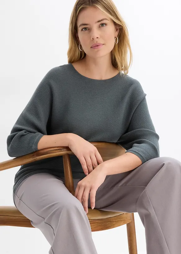 Maglione oversize a costine in misto viscosa, bonprix