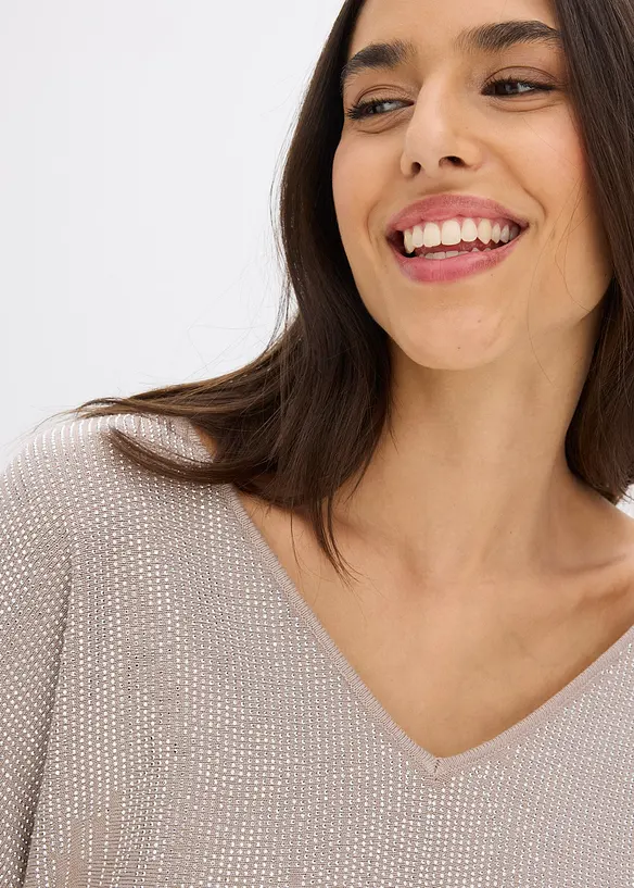 Maglione in filato fine con strass, bonprix