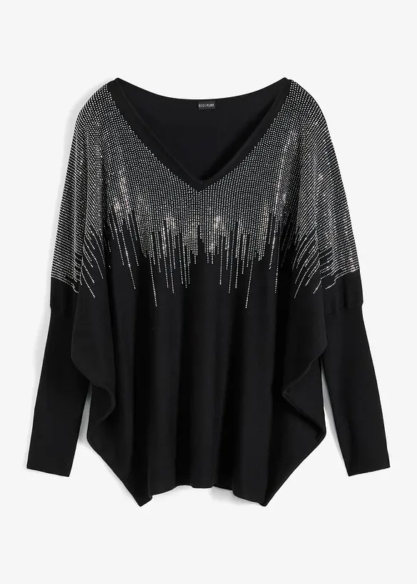 Maglione in filato fine con strass, bonprix