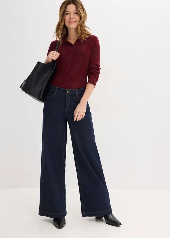 Maglione in filato fine con bottoni, bonprix