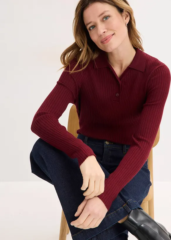 Maglione in filato fine con bottoni, bonprix