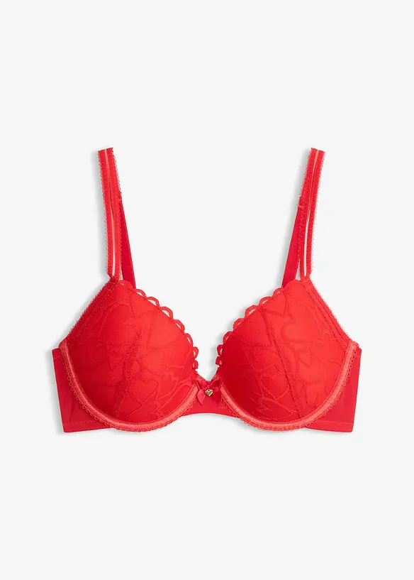 Reggiseno con coppe preformate e pizzo a cuoricini, bonprix
