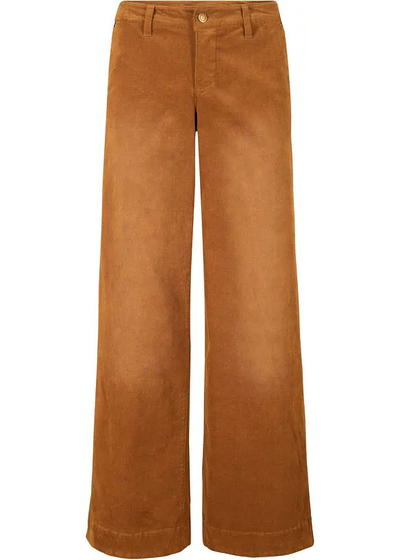 Pantaloni di velluto a coste elasticizzato, wide leg, bonprix