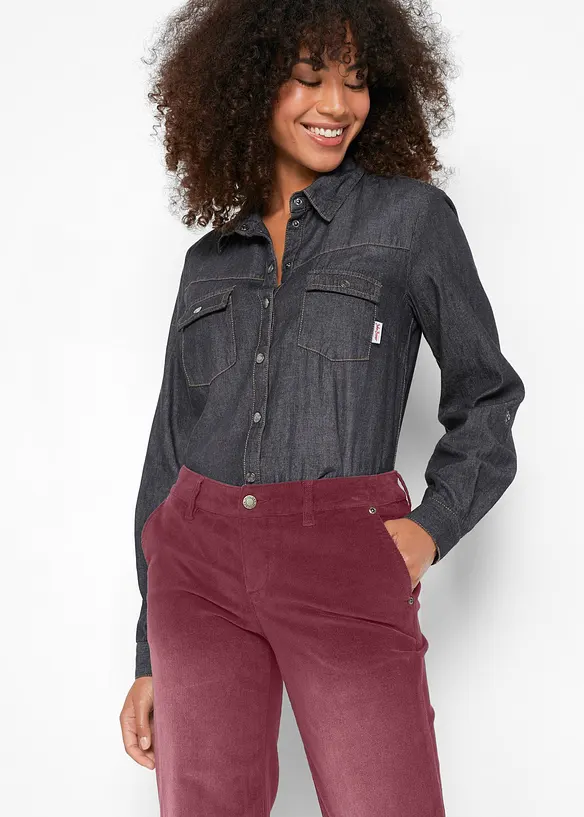 Pantaloni di velluto a coste elasticizzato, wide leg, bonprix