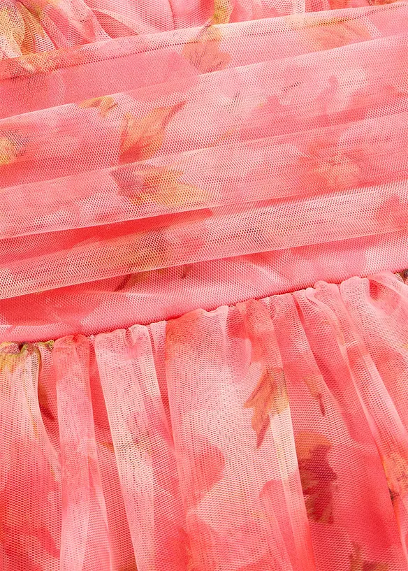 Abito midi in tulle fine con volant, bonprix