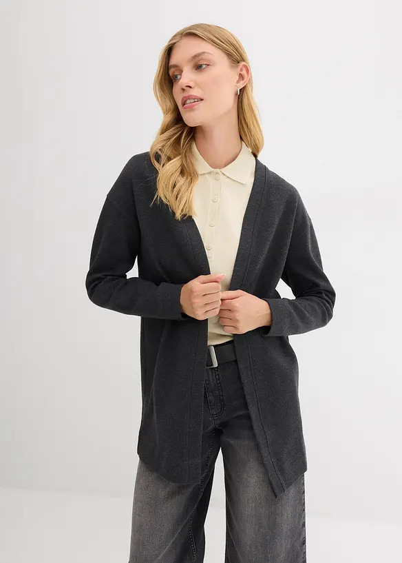 Cardigan lungo in morbida felpa di misto cotone, bonprix