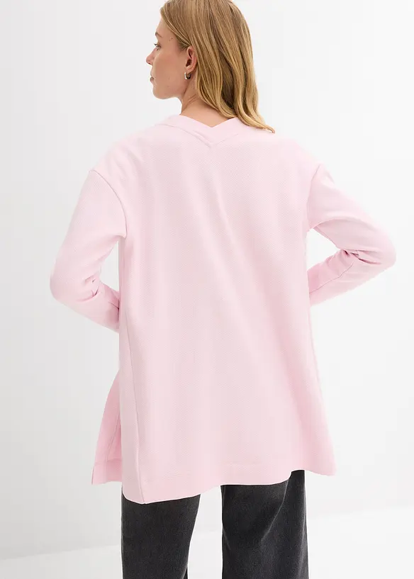 Cardigan lungo in morbida felpa di misto cotone, bonprix