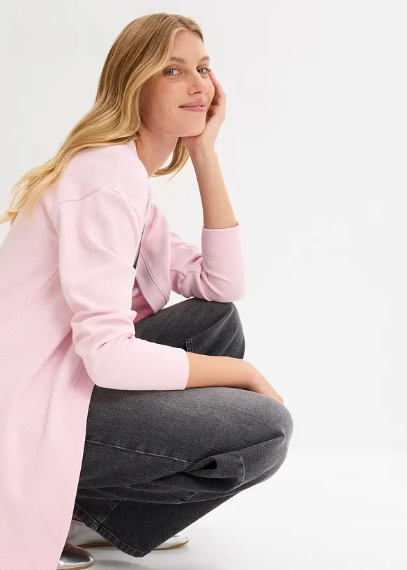 Cardigan lungo in morbida felpa di misto cotone, bonprix