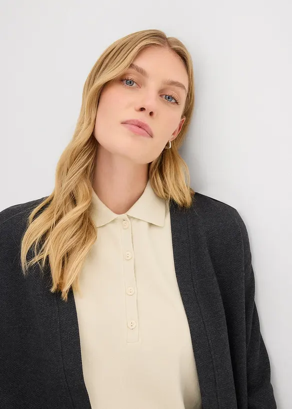 Cardigan lungo in morbida felpa di misto cotone, bonprix