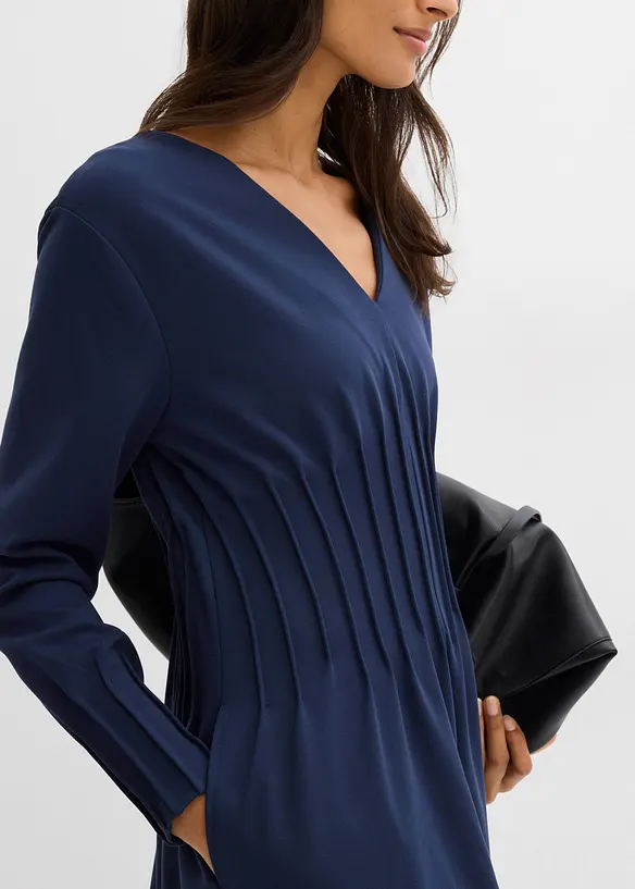 Abito comodo in misto viscosa con pieghe decorative, bonprix