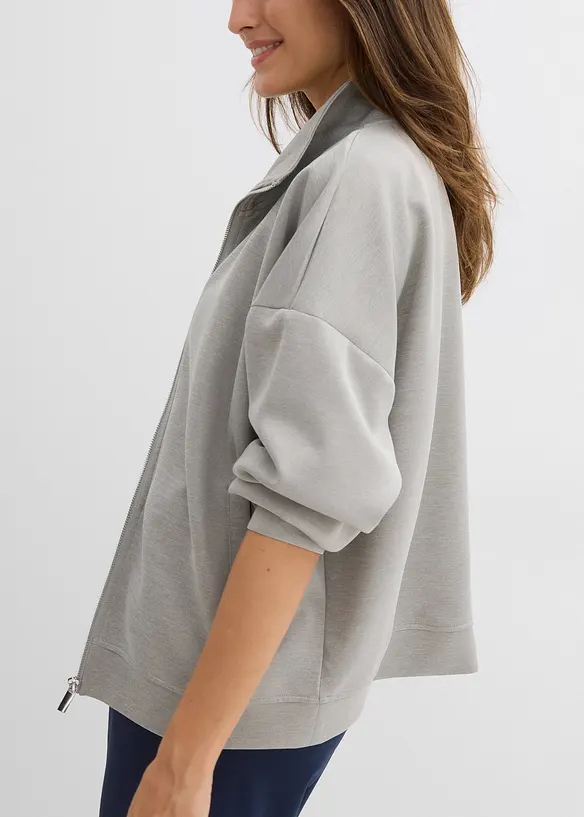 Giacca con zip in tessuto effetto neoprene, bonprix