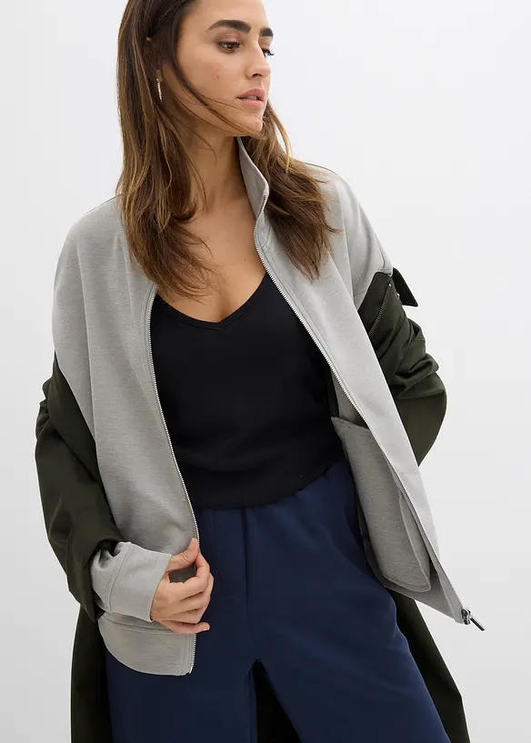 Giacca con zip in tessuto effetto neoprene, bonprix