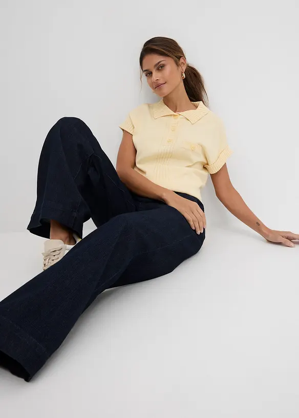 Jeans elasticizzati wide leg, vita media, bonprix