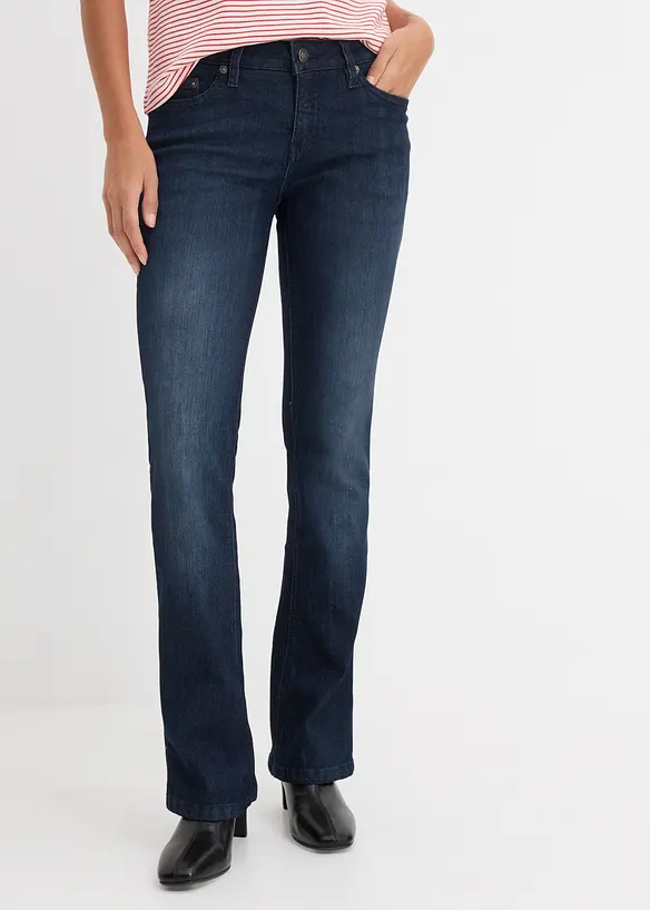 Jeans bootcut elasticizzati, vita media, bonprix