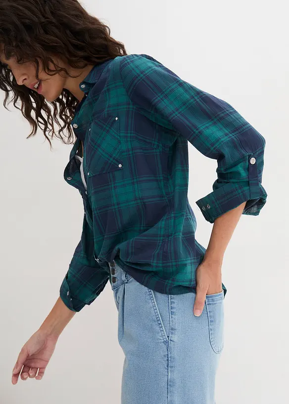 Camicia a quadri in puro cotone, bonprix