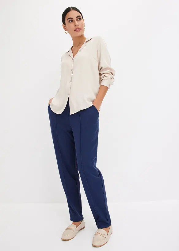 Pantaloni in jersey con elastico in vita e piega cucita, bonprix