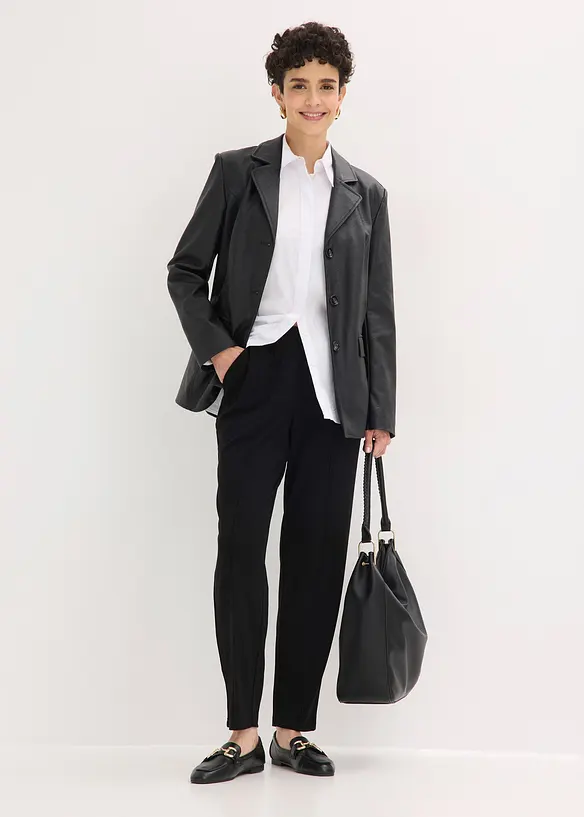 Pantaloni in jersey con elastico in vita e piega cucita, bonprix