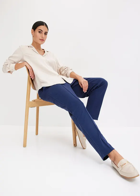 Pantaloni in jersey con elastico in vita e piega cucita, bonprix