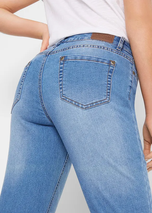 Jeans bootcut elasticizzati confortevoli, vita media, bonprix