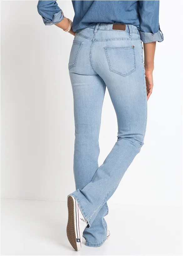 Jeans bootcut elasticizzati confortevoli, vita media, bonprix