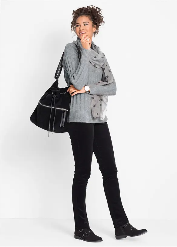 Pantaloni di velluto elasticizzati, slim fit, bonprix