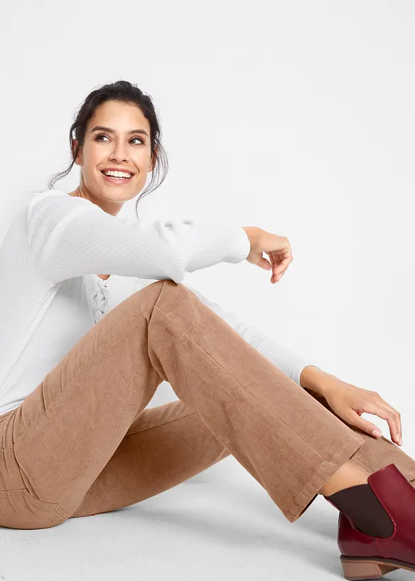 Pantaloni di velluto elasticizzati, bootcut, bonprix