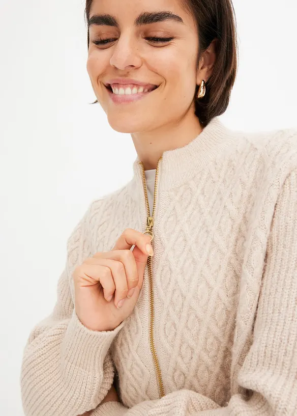 Cardigan con motivo a trecce, bonprix