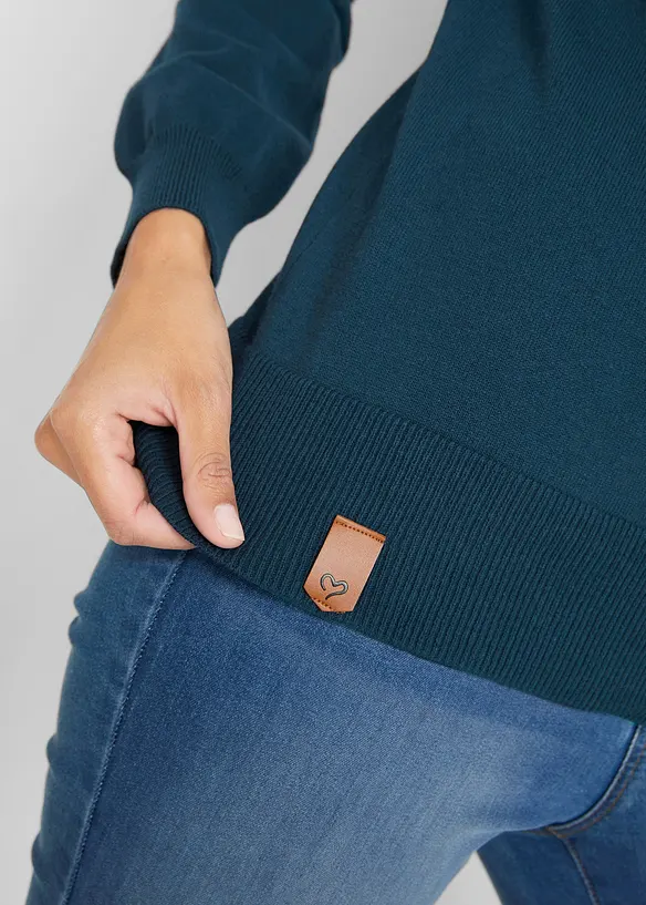 Maglione in filato fine con collo ampio, bonprix