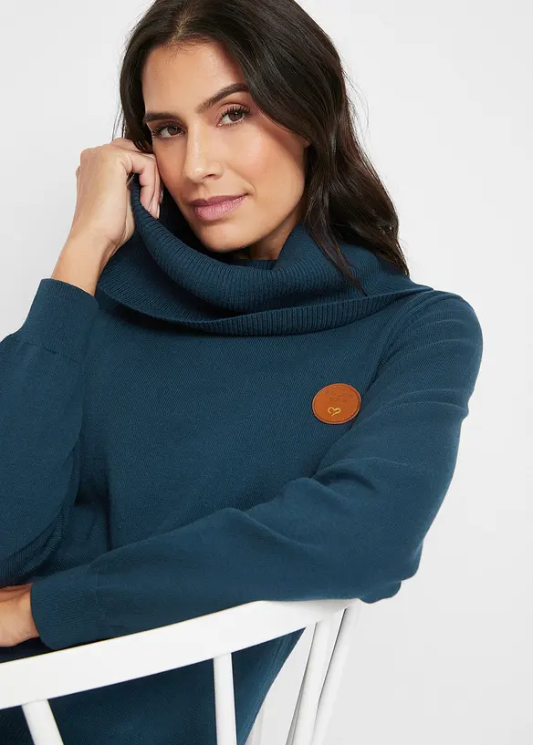 Maglione in filato fine con collo ampio, bonprix