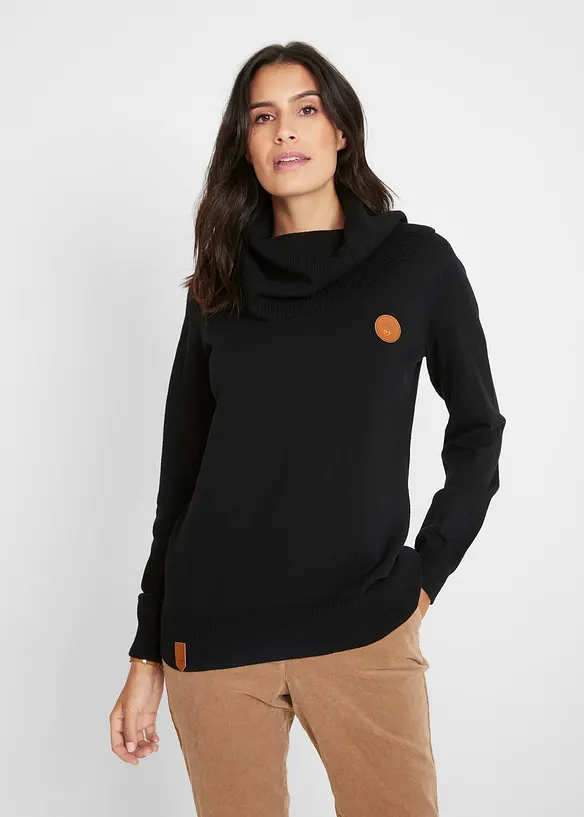Maglione in filato fine con collo ampio, bonprix