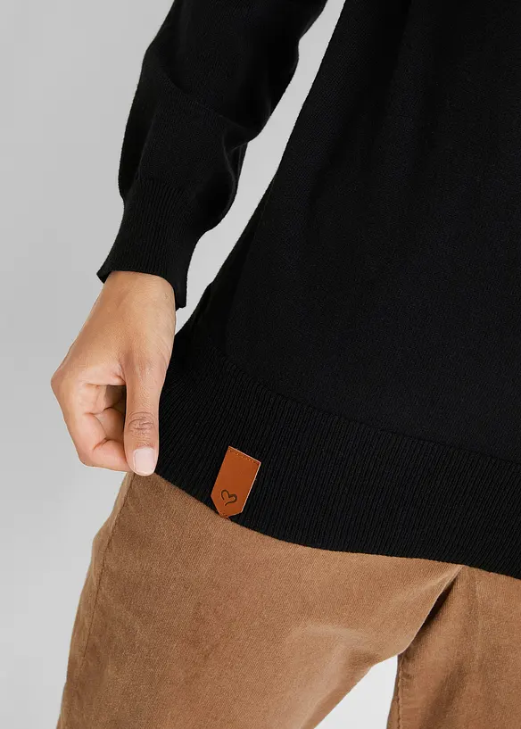 Maglione in filato fine con collo ampio, bonprix