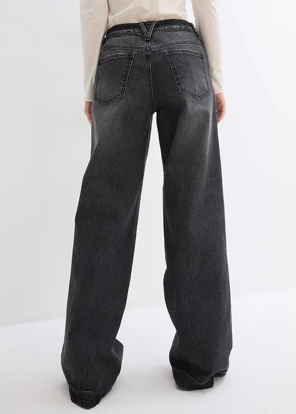Jeans wide leg lunghi, low strech, vita media, bonprix
